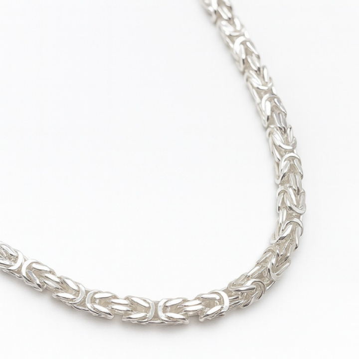 Cadena Tejida Espiga Plata Italiana